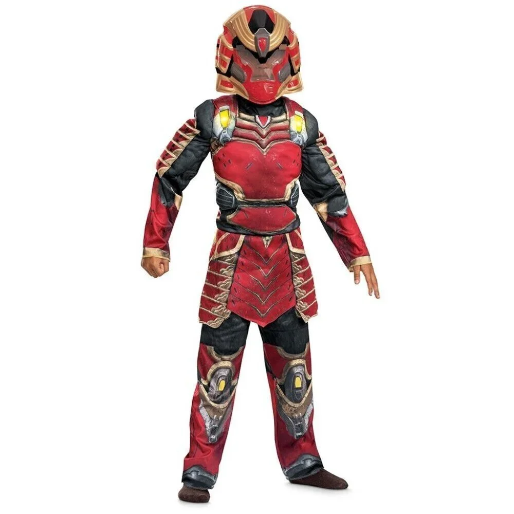 NEW Halo Spartan Yoroi Halloween Costume Boys Small 6-7 Mask Jumpsuit LIGHTS UP